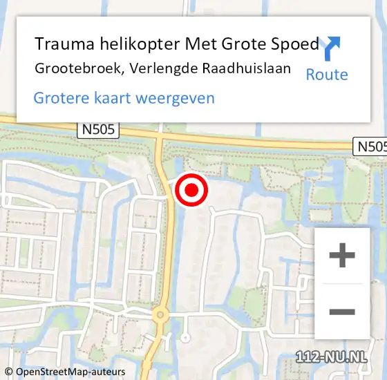 Locatie op kaart van de 112 melding: Trauma helikopter Met Grote Spoed Naar Grootebroek, Verlengde Raadhuislaan op 18 februari 2023 12:14