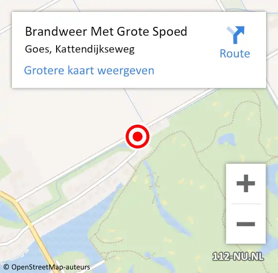 Locatie op kaart van de 112 melding: Brandweer Met Grote Spoed Naar Goes, Kattendijkseweg op 18 februari 2023 12:25