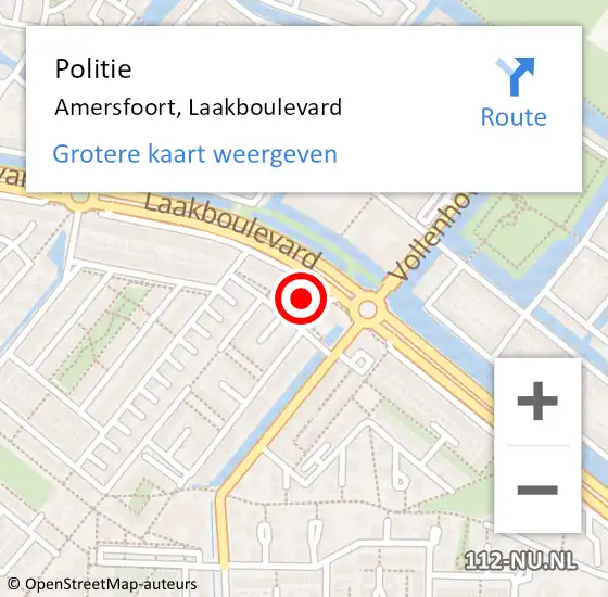 Locatie op kaart van de 112 melding: Politie Amersfoort, Laakboulevard op 18 februari 2023 12:31