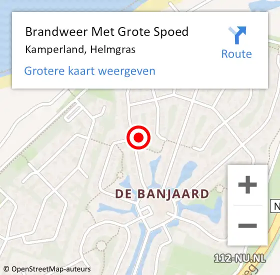 Locatie op kaart van de 112 melding: Brandweer Met Grote Spoed Naar Kamperland, Helmgras op 18 februari 2023 13:09