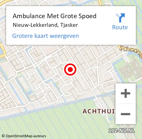 Locatie op kaart van de 112 melding: Ambulance Met Grote Spoed Naar Nieuw-Lekkerland, Tjasker op 18 februari 2023 13:17