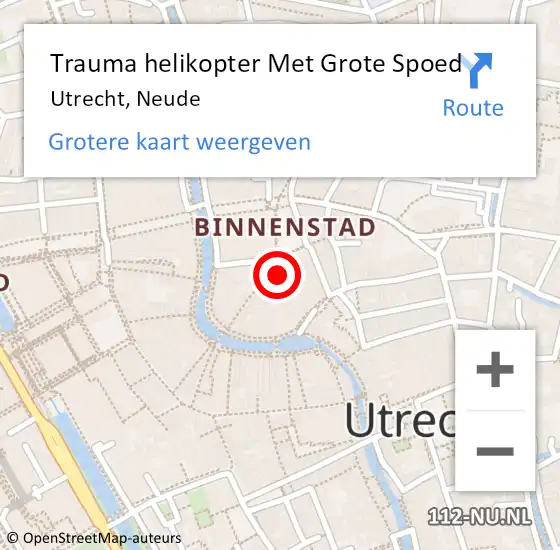 Locatie op kaart van de 112 melding: Trauma helikopter Met Grote Spoed Naar Utrecht, Neude op 18 februari 2023 13:24