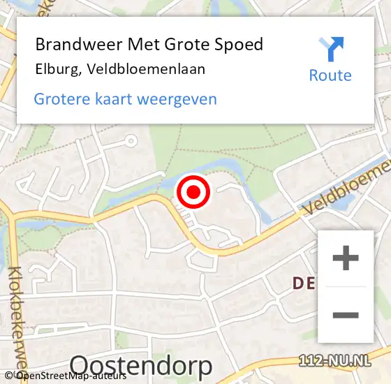 Locatie op kaart van de 112 melding: Brandweer Met Grote Spoed Naar Elburg, Veldbloemenlaan op 18 februari 2023 13:31