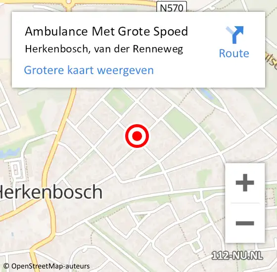 Locatie op kaart van de 112 melding: Ambulance Met Grote Spoed Naar Herkenbosch, van der Renneweg op 18 februari 2023 13:41