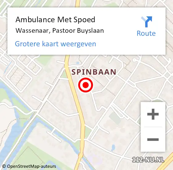 Locatie op kaart van de 112 melding: Ambulance Met Spoed Naar Wassenaar, Pastoor Buyslaan op 18 februari 2023 13:59