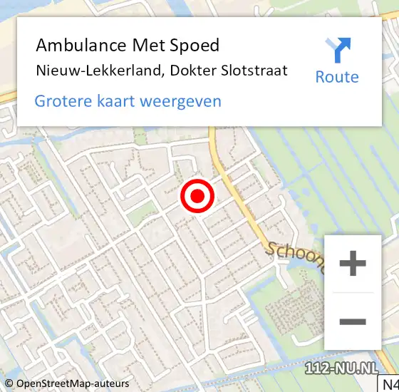 Locatie op kaart van de 112 melding: Ambulance Met Spoed Naar Nieuw-Lekkerland, Dokter Slotstraat op 18 februari 2023 14:12