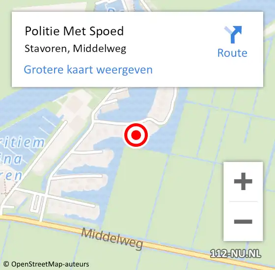 Locatie op kaart van de 112 melding: Politie Met Spoed Naar Stavoren, Middelweg op 18 februari 2023 14:14