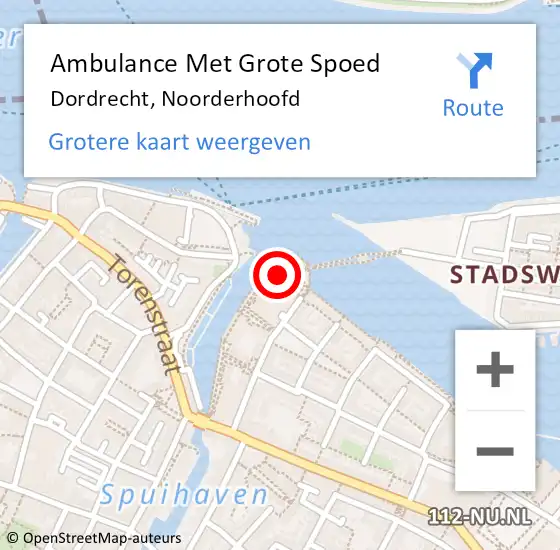 Locatie op kaart van de 112 melding: Ambulance Met Grote Spoed Naar Dordrecht, Noorderhoofd op 18 februari 2023 14:32