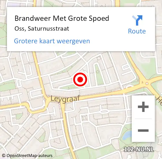 Locatie op kaart van de 112 melding: Brandweer Met Grote Spoed Naar Oss, Saturnusstraat op 18 februari 2023 14:40