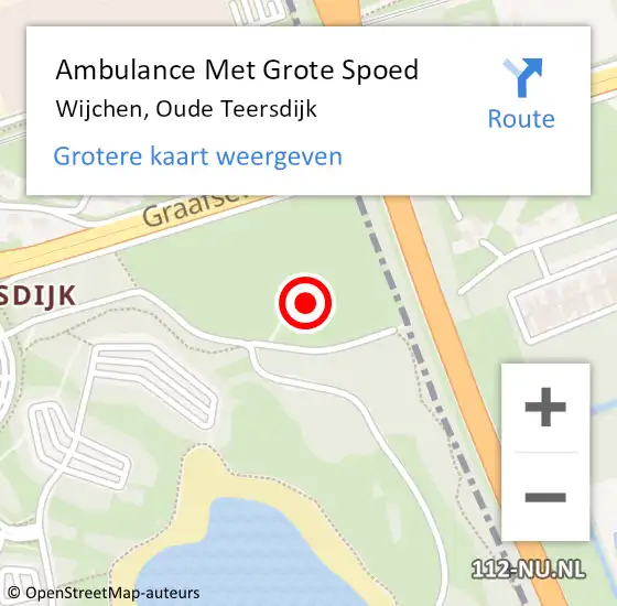 Locatie op kaart van de 112 melding: Ambulance Met Grote Spoed Naar Wijchen, Oude Teersdijk op 18 februari 2023 14:44