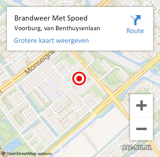 Locatie op kaart van de 112 melding: Brandweer Met Spoed Naar Voorburg, van Benthuysenlaan op 18 februari 2023 15:28