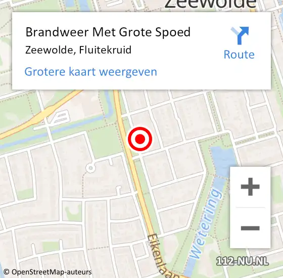 Locatie op kaart van de 112 melding: Brandweer Met Grote Spoed Naar Zeewolde, Fluitekruid op 18 februari 2023 15:28