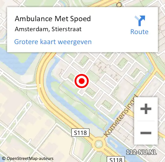 Locatie op kaart van de 112 melding: Ambulance Met Spoed Naar Amsterdam, Stierstraat op 18 februari 2023 15:30