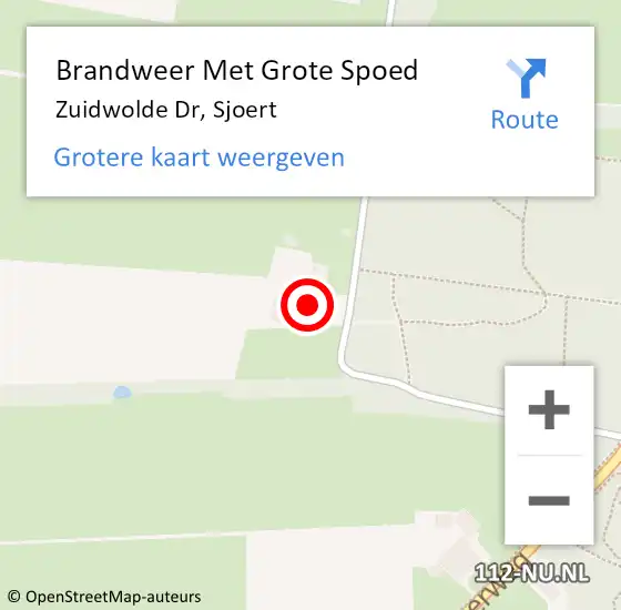 Locatie op kaart van de 112 melding: Brandweer Met Grote Spoed Naar Zuidwolde Dr, Sjoert op 16 augustus 2014 02:19