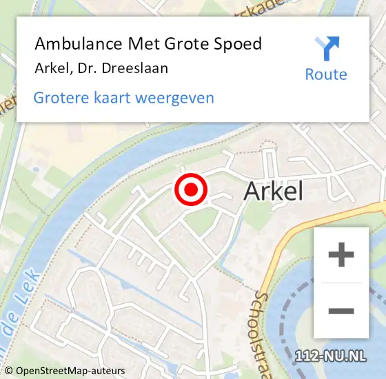 Locatie op kaart van de 112 melding: Ambulance Met Grote Spoed Naar Arkel, Dr. Dreeslaan op 18 februari 2023 15:31