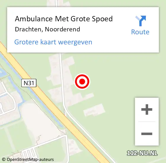Locatie op kaart van de 112 melding: Ambulance Met Grote Spoed Naar Drachten, Noorderend op 18 februari 2023 15:45