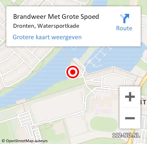 Locatie op kaart van de 112 melding: Brandweer Met Grote Spoed Naar Dronten, Watersportkade op 18 februari 2023 15:52