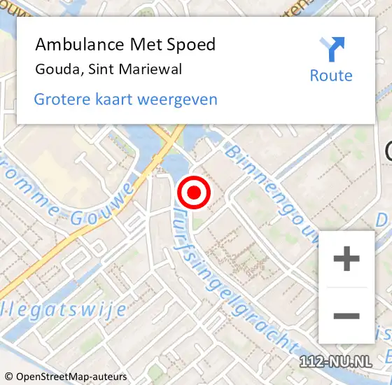 Locatie op kaart van de 112 melding: Ambulance Met Spoed Naar Gouda, Sint Mariewal op 18 februari 2023 15:56