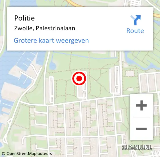 Locatie op kaart van de 112 melding: Politie Zwolle, Palestrinalaan op 18 februari 2023 16:31