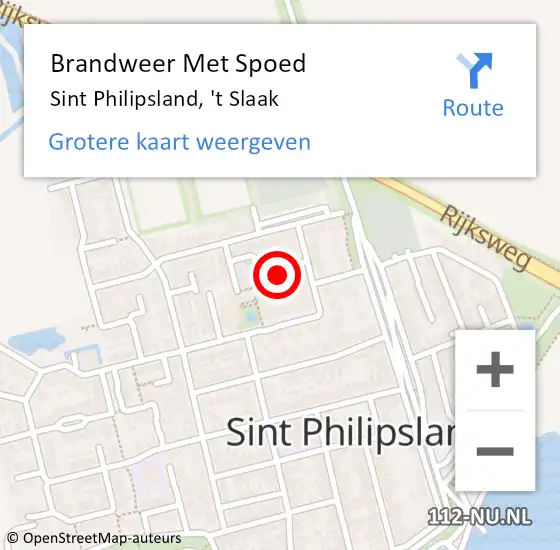 Locatie op kaart van de 112 melding: Brandweer Met Spoed Naar Sint Philipsland, 't Slaak op 18 februari 2023 17:17