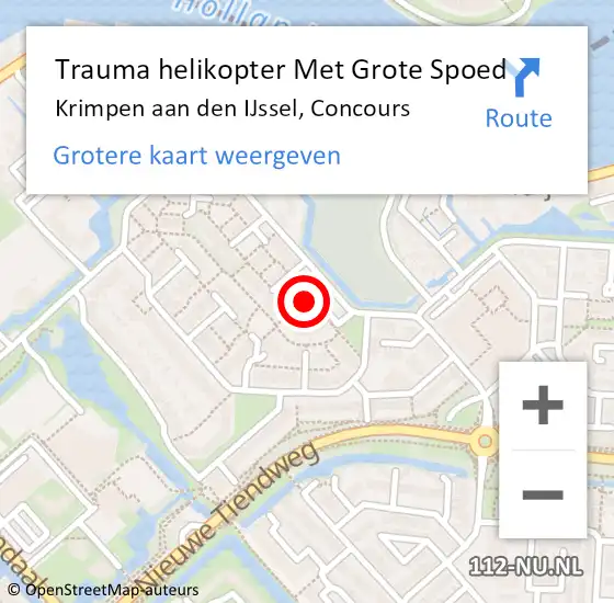 Locatie op kaart van de 112 melding: Trauma helikopter Met Grote Spoed Naar Krimpen aan den IJssel, Concours op 18 februari 2023 17:21