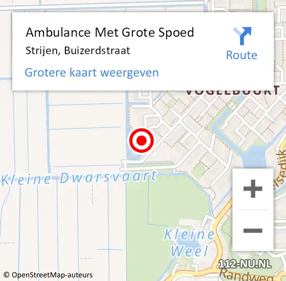 Locatie op kaart van de 112 melding: Ambulance Met Grote Spoed Naar Strijen, Buizerdstraat op 18 februari 2023 17:28