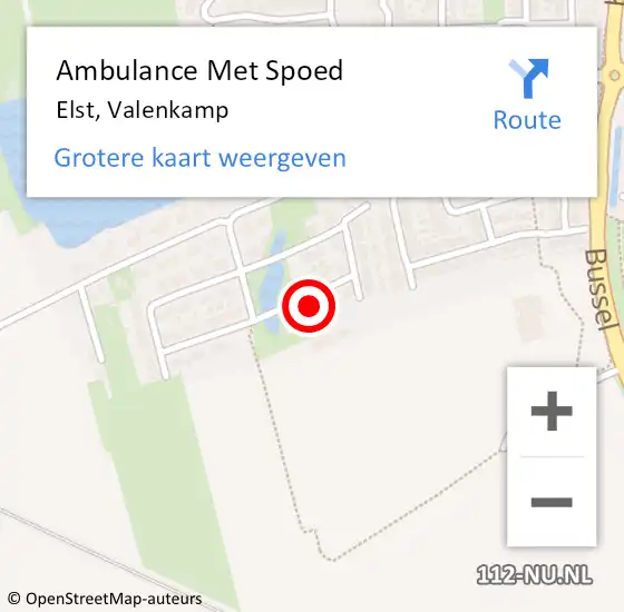 Locatie op kaart van de 112 melding: Ambulance Met Spoed Naar Elst, Valenkamp op 18 februari 2023 17:44