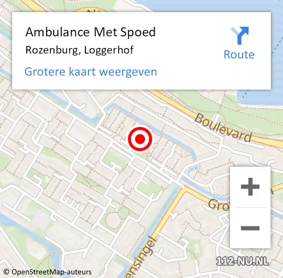 Locatie op kaart van de 112 melding: Ambulance Met Spoed Naar Rozenburg, Loggerhof op 18 februari 2023 17:45