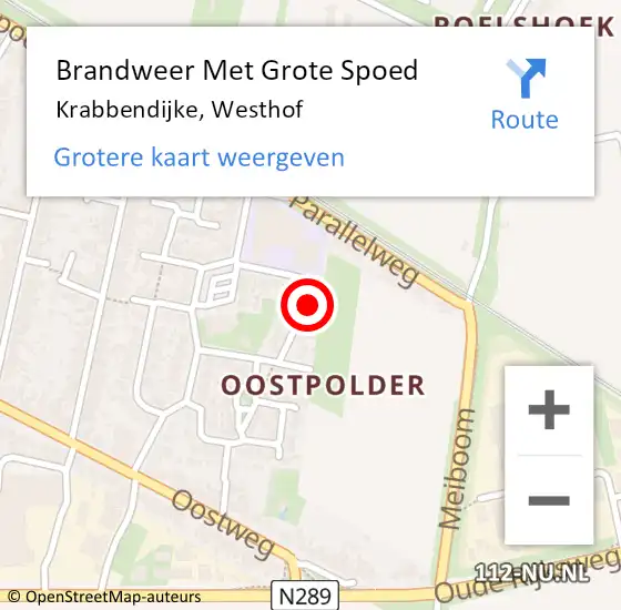 Locatie op kaart van de 112 melding: Brandweer Met Grote Spoed Naar Krabbendijke, Westhof op 18 februari 2023 17:46