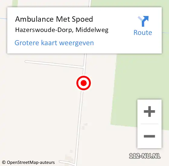 Locatie op kaart van de 112 melding: Ambulance Met Spoed Naar Hazerswoude-Dorp, Middelweg op 18 februari 2023 17:48