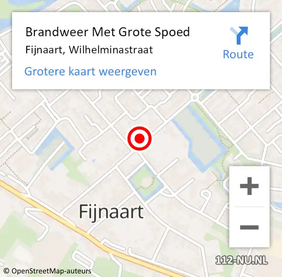 Locatie op kaart van de 112 melding: Brandweer Met Grote Spoed Naar Fijnaart, Wilhelminastraat op 18 februari 2023 18:15