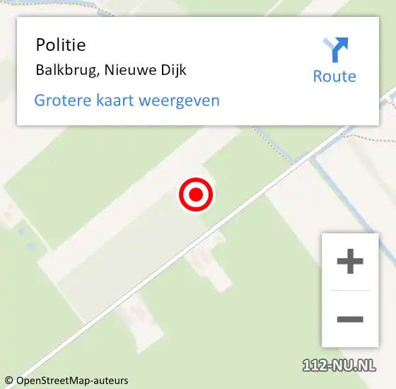 Locatie op kaart van de 112 melding: Politie Balkbrug, Nieuwe Dijk op 18 februari 2023 18:34