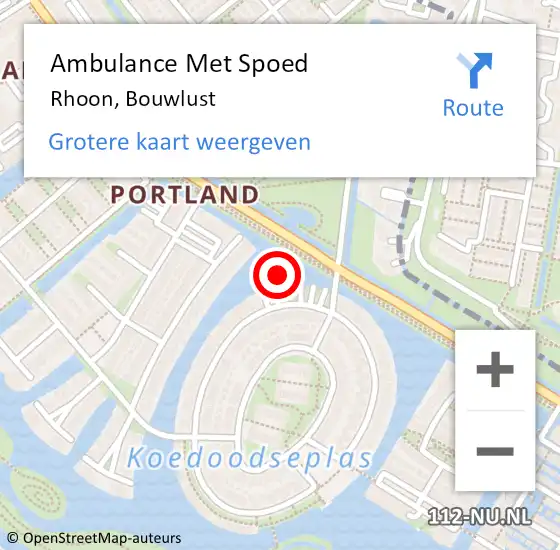 Locatie op kaart van de 112 melding: Ambulance Met Spoed Naar Rhoon, Bouwlust op 18 februari 2023 18:40