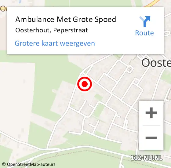 Locatie op kaart van de 112 melding: Ambulance Met Grote Spoed Naar Oosterhout, Peperstraat op 18 februari 2023 19:09