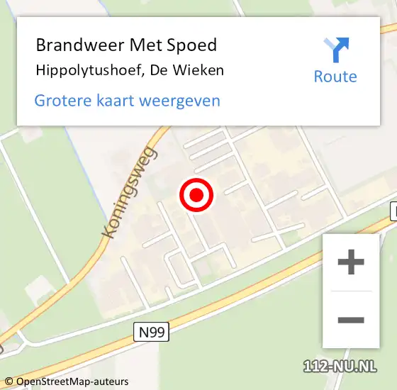 Locatie op kaart van de 112 melding: Brandweer Met Spoed Naar Hippolytushoef, De Wieken op 18 februari 2023 19:11