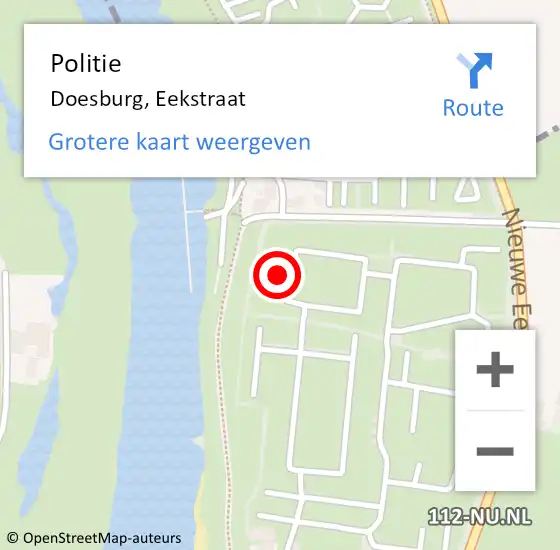 Locatie op kaart van de 112 melding: Politie Doesburg, Eekstraat op 18 februari 2023 19:40