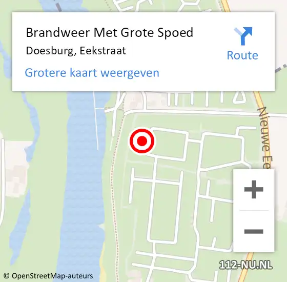 Locatie op kaart van de 112 melding: Brandweer Met Grote Spoed Naar Doesburg, Eekstraat op 18 februari 2023 19:40