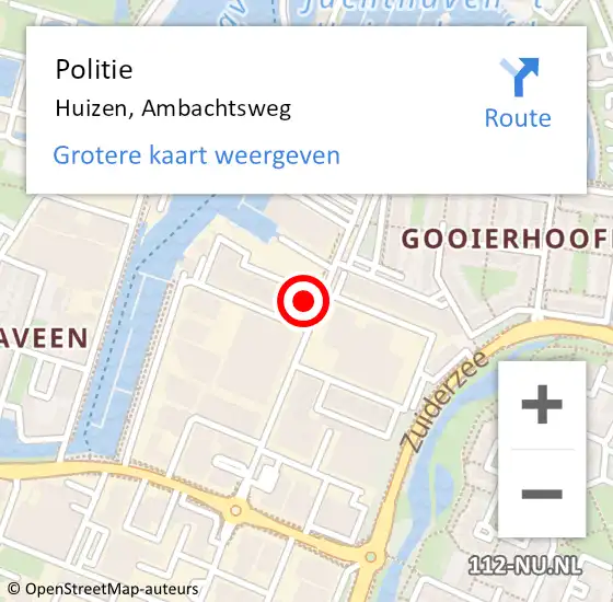 Locatie op kaart van de 112 melding: Politie Huizen, Ambachtsweg op 18 februari 2023 20:12