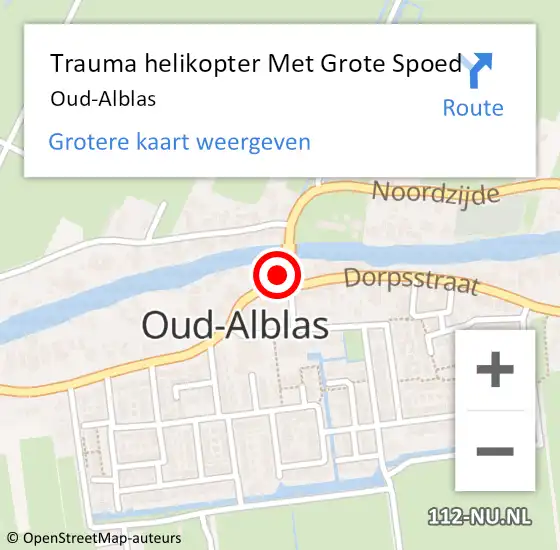 Locatie op kaart van de 112 melding: Trauma helikopter Met Grote Spoed Naar Oud-Alblas op 18 februari 2023 20:43