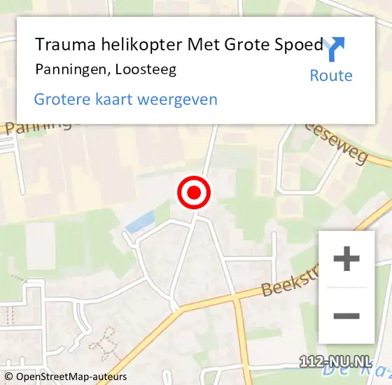 Locatie op kaart van de 112 melding: Trauma helikopter Met Grote Spoed Naar Panningen, Loosteeg op 18 februari 2023 21:45