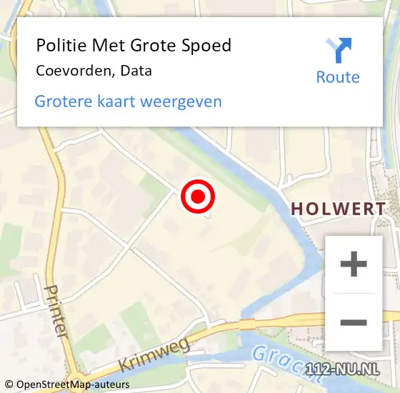 Locatie op kaart van de 112 melding: Politie Met Grote Spoed Naar Coevorden, Data op 18 februari 2023 21:52