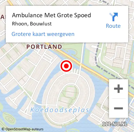 Locatie op kaart van de 112 melding: Ambulance Met Grote Spoed Naar Rhoon, Bouwlust op 18 februari 2023 21:53