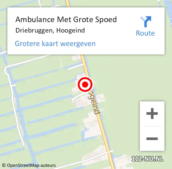 Locatie op kaart van de 112 melding: Ambulance Met Grote Spoed Naar Driebruggen, Hoogeind op 18 februari 2023 21:59