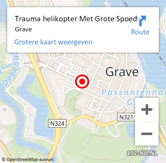 Locatie op kaart van de 112 melding: Trauma helikopter Met Grote Spoed Naar Grave op 18 februari 2023 22:16