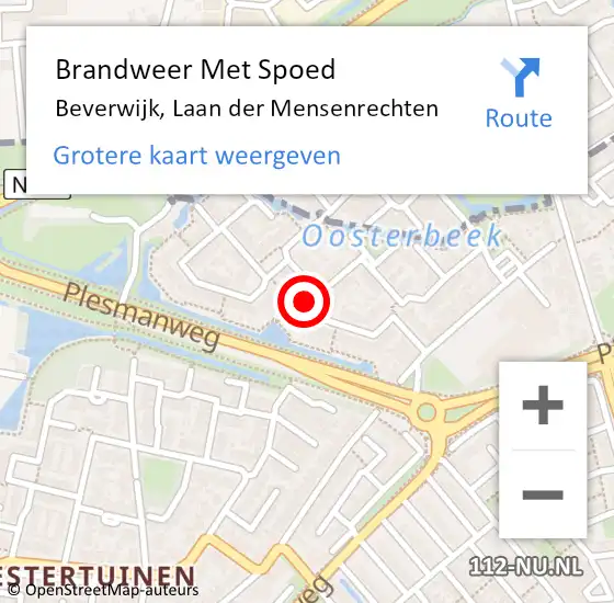 Locatie op kaart van de 112 melding: Brandweer Met Spoed Naar Beverwijk, Laan der Mensenrechten op 18 februari 2023 22:21