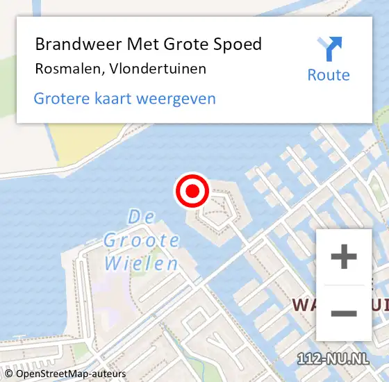 Locatie op kaart van de 112 melding: Brandweer Met Grote Spoed Naar Rosmalen, Vlondertuinen op 18 februari 2023 22:40