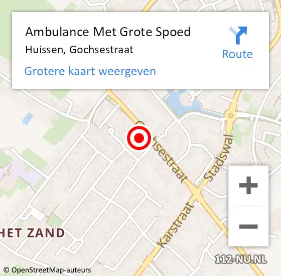 Locatie op kaart van de 112 melding: Ambulance Met Grote Spoed Naar Huissen, Gochsestraat op 18 februari 2023 22:44