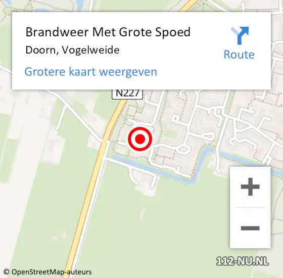 Locatie op kaart van de 112 melding: Brandweer Met Grote Spoed Naar Doorn, Vogelweide op 18 februari 2023 23:06