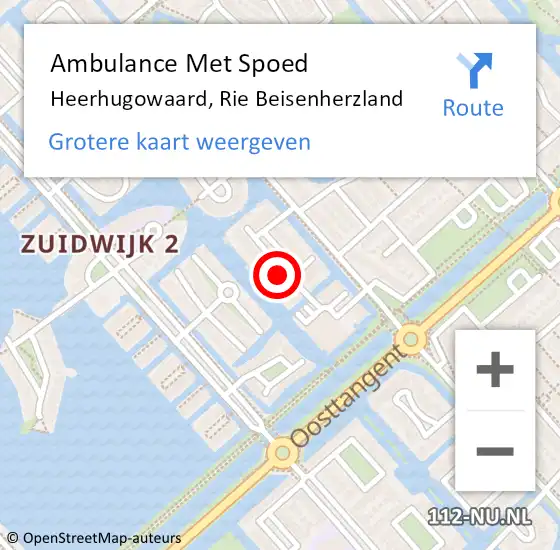 Locatie op kaart van de 112 melding: Ambulance Met Spoed Naar Heerhugowaard, Rie Beisenherzland op 18 februari 2023 23:10