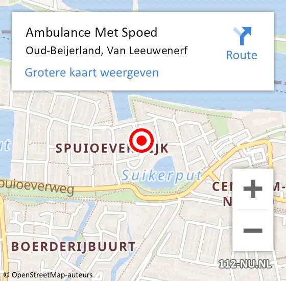 Locatie op kaart van de 112 melding: Ambulance Met Spoed Naar Oud-Beijerland, Van Leeuwenerf op 18 februari 2023 23:17